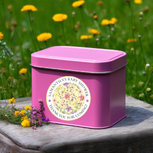 Summer Wildflower Meadow Baby shower Classic Ronde Sticker