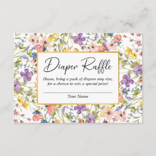Summer Wildflower Meadow Baby shower Luier Raffle Informatiekaartje
