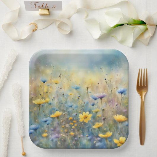 Summer Wildflower Meadow Papieren Bordje (Huwelijk)