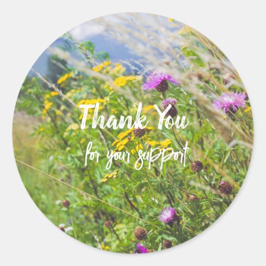 Summer Wildflower Meadow Ronde Sticker (Voorkant)