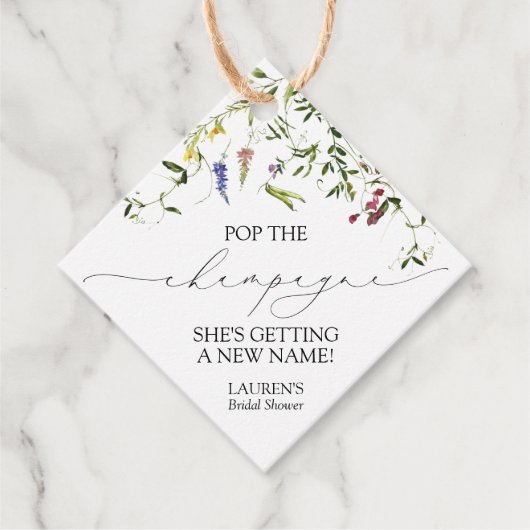 Summer Wildflower Mini Champagne Bottle Bedankjes Labels (Voorkant)