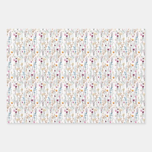 Summer Wildflower Pattern Inpakpapier Vel (Voorkant 3)