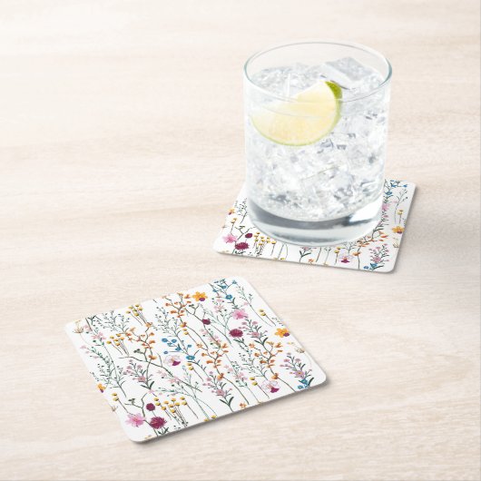 Summer Wildflower Pattern Kartonnen Onderzetters (Insitu)