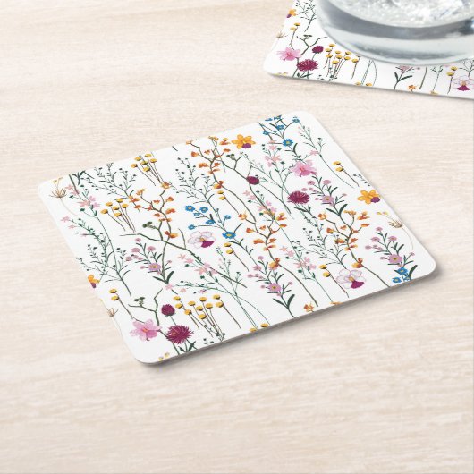 Summer Wildflower Pattern Kartonnen Onderzetters (Schuin)