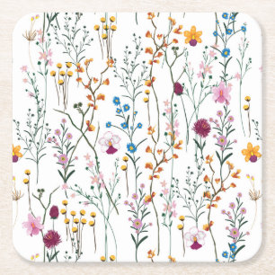 Summer Wildflower Pattern Kartonnen Onderzetters