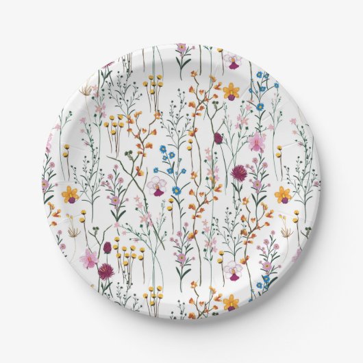 Summer Wildflower Pattern Papieren Bordje (Voorkant)