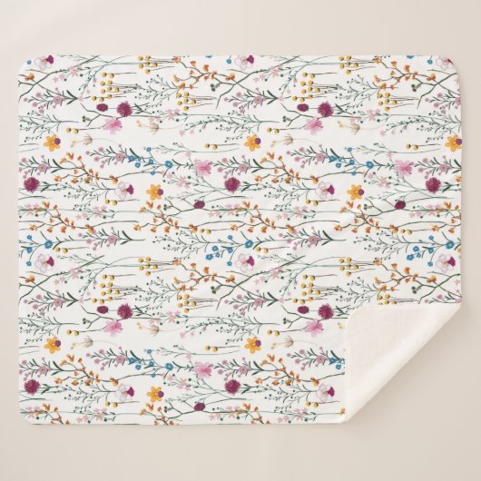 Summer Wildflower Pattern Sherpa Deken (Voorkant (horizontaal))