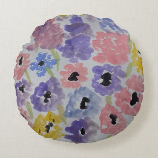 Summer Wildflower Rond Kussen (Voorkant)