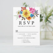 Summer Wildflower RSVP-kaart, maaltijdopties RSVP Kaartje (Staand voorkant)