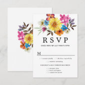 Summer Wildflower RSVP-kaart, maaltijdopties RSVP Kaartje (Voorkant / Achterkant)
