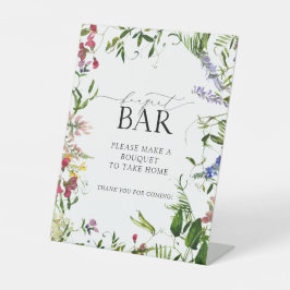 Summer Wildflower Waterverf Shower Bouquet Bar Reclamebord Met Voetstuk