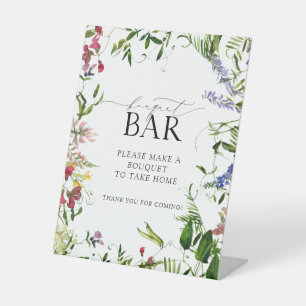 Summer Wildflower Waterverf Shower Bouquet Bar Reclamebord Met Voetstuk