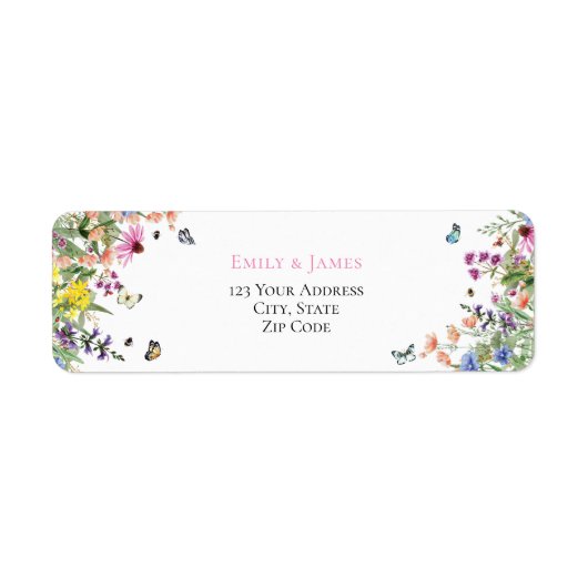 Summer Wildflower Waterverf Wedding Etiket (Voorkant)