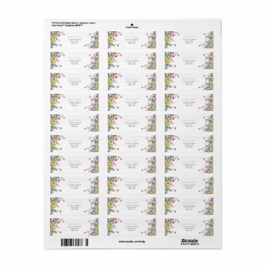 Summer Wildflower Waterverf Wedding Etiket (Full Sheet)