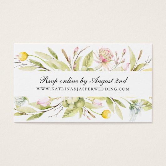 Summer Wildflower Wedding Website RSVP Visitekaartje (Voorkant)