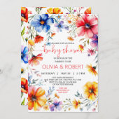 Summer WildFlowers Krans Baby shower Kaart (Voorkant / Achterkant)