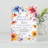 Summer WildFlowers Krans Baby shower Kaart (Staand voorkant)