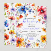 Summer WildFlowers Krans Baby shower Kaart (Voorkant / Achterkant)