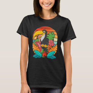 Summer Wildlife Animal Tropical Flower Leaves Retr T-shirt