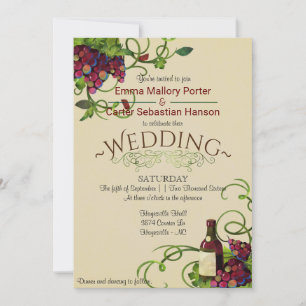 Summer Wine Vineyard Romantic Wedding Invitation Kaart