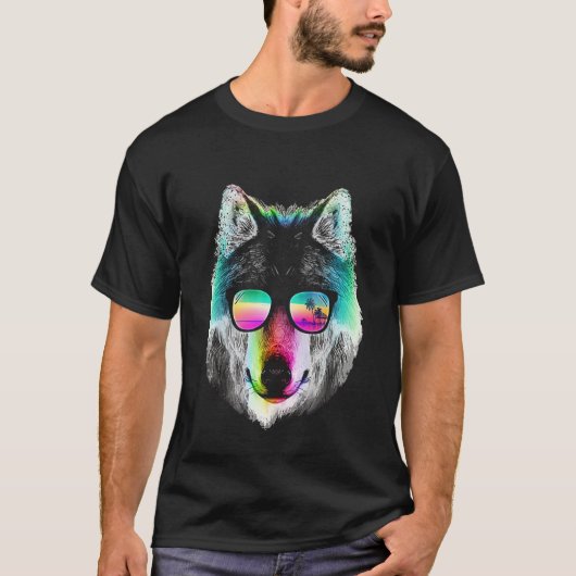 Summer Wolf Rainbow Sunbril T-Shirt (Voorkant)