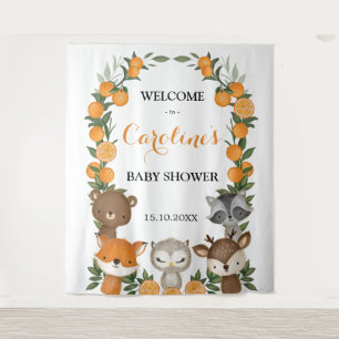 Summer Woodland Oranje Citrus Baby shower Welkom Wandkleed