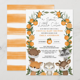Summer Woodland Oranje Citrus Virtual Baby shower Kaart
