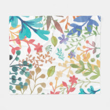 Summer Woodland Waterverf Medium Fleece Blanket