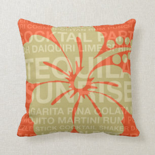 Summer Words Cocktails and Hibiscus Kussens