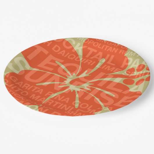 Summer Words Cocktails and Hibiscus Papieren Bordje (Gekanteld)