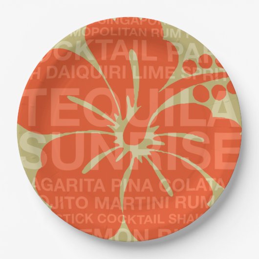 Summer Words Cocktails and Hibiscus Papieren Bordje (Voorkant)