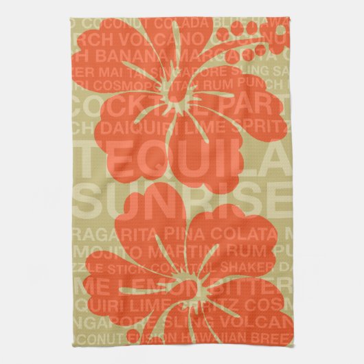 Summer Words Cocktails and Hibiscus Towels Theedoek (Verticaal)