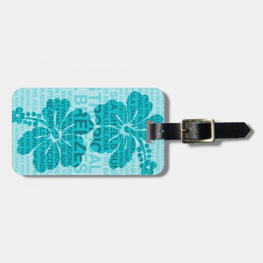 Summer Words Hawaiian Hibiscus Bagagelabels (Voorkant horizontaal)