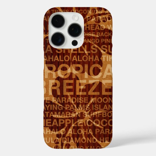 Summer Words Hawaiian Hibiscus Faux Wood Case-Mate iPhone Case (Achterkant)