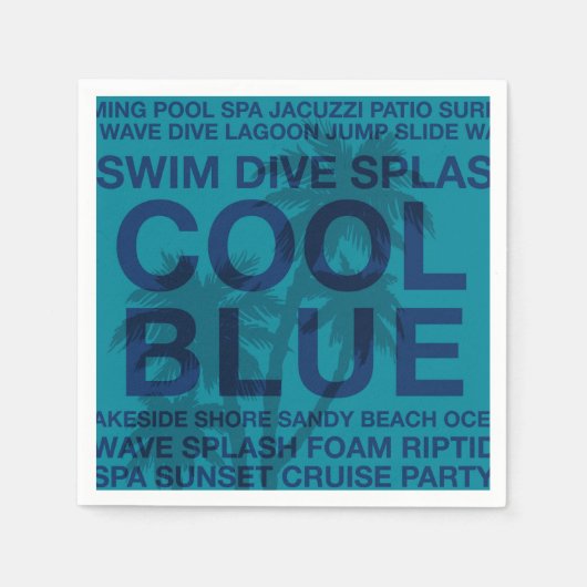 Summer Words Poolside and Palm Tree Paper Napkins Servetten (Voorkant)