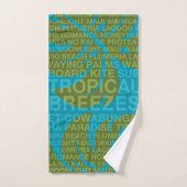 Summer Words Tropical and Monstera Leaf - Blauwgro Bad Handdoek (Handdoek)