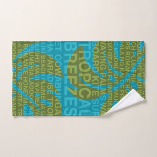 Summer Words Tropical and Monstera Leaf - Blauwgro Bad Handdoek (Handdoek)