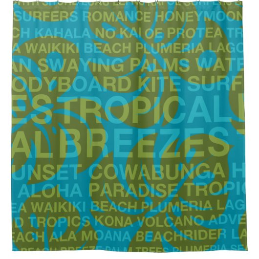 Summer Words Tropical and Monstera Leaf Douchegordijn (Voorkant)