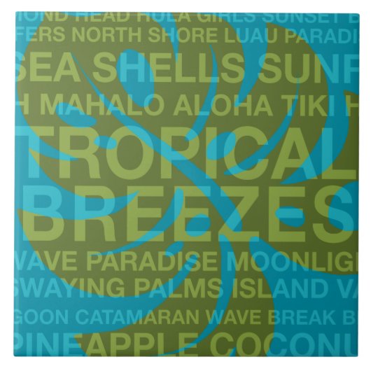 Summer Words Tropical and Monstera Leaf Tegels Tegeltje (Voorkant)