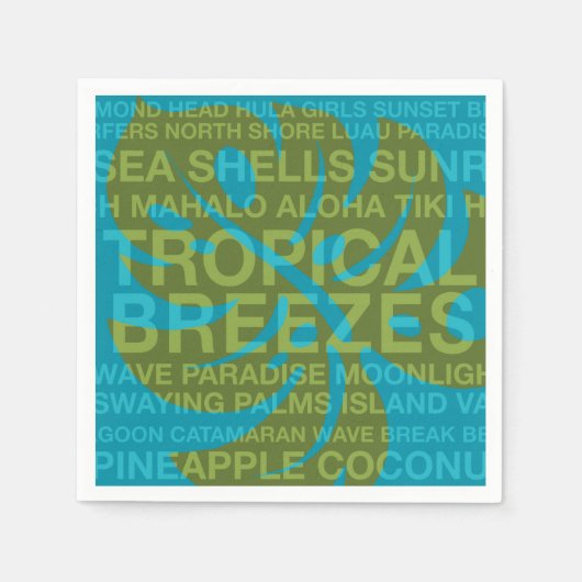 Summer Words Tropical Monstera Leaf Paper Napkins Servetten (Voorkant)