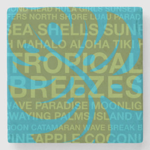 Summer Words Tropical & Monstera Tiki Bar Onderzet Stenen Onderzetter