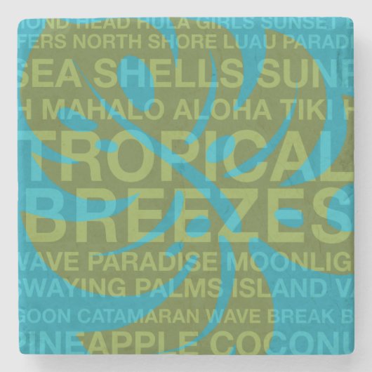 Summer Words Tropical & Monstera Tiki Bar Onderzet Stenen Onderzetter (Voorkant)