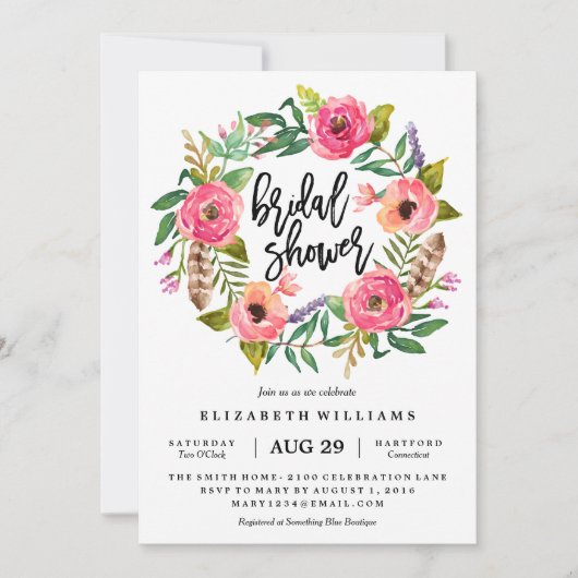 Summer Wreath Bridal Shower Uitnodiging (Voorkant)