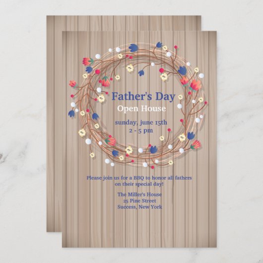 Summer Wreath Invitation Kaart (Voorkant / Achterkant)