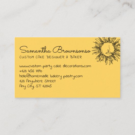 Summer Yellow Abstract-Celestial Sun Visitekaartje (Achterkant)