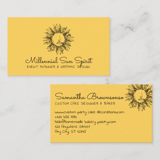 Summer Yellow Abstract-Celestial Sun Visitekaartje (Voorkant / Achterkant)