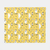 Summer Yellow and White Fun Seagulls gepatterd Fleece Deken (Voorkant (Horizontaal))