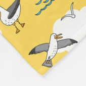 Summer Yellow and White Fun Seagulls gepatterd Fleece Deken (Hoek)