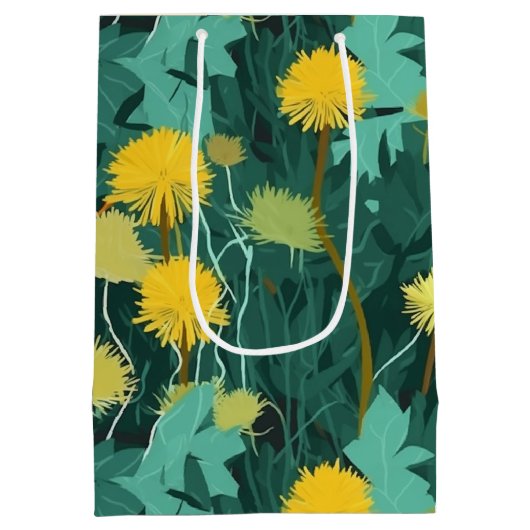 Summer Yellow Dandelions Medium Cadeauzakje (Achterkant)