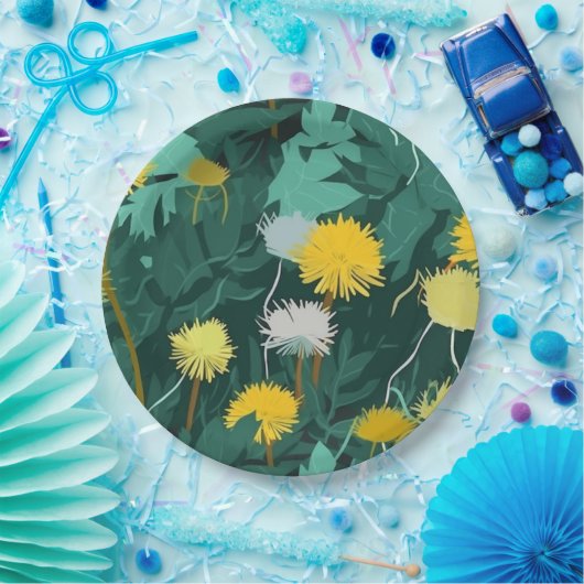 Summer Yellow Dandelions Papieren Bordje (Feest)